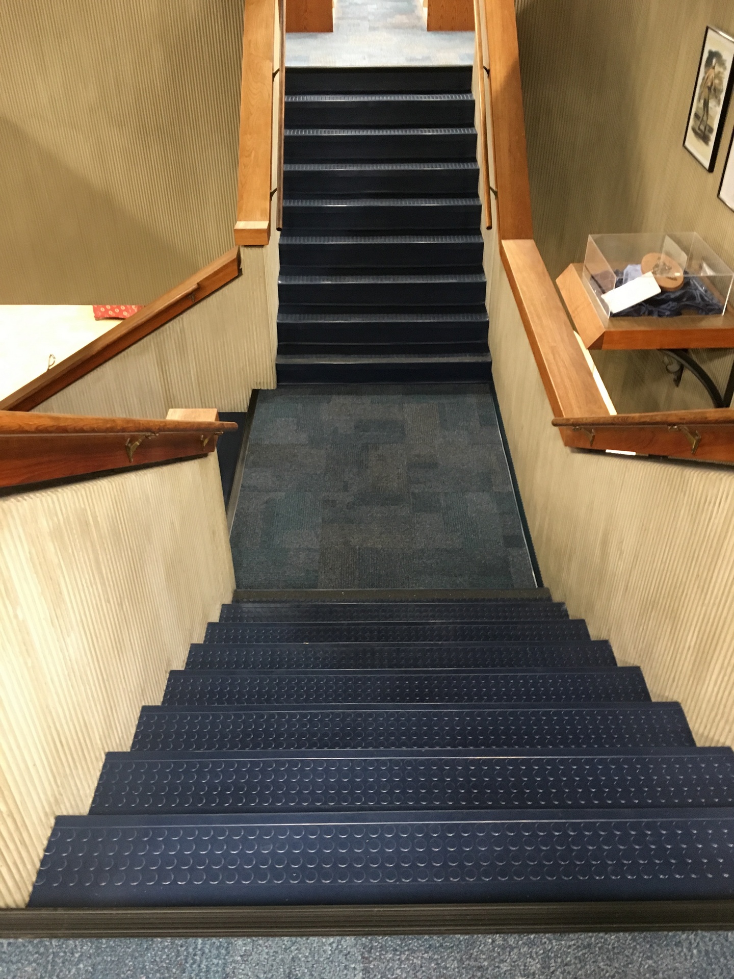 Rubber stairs with carpet